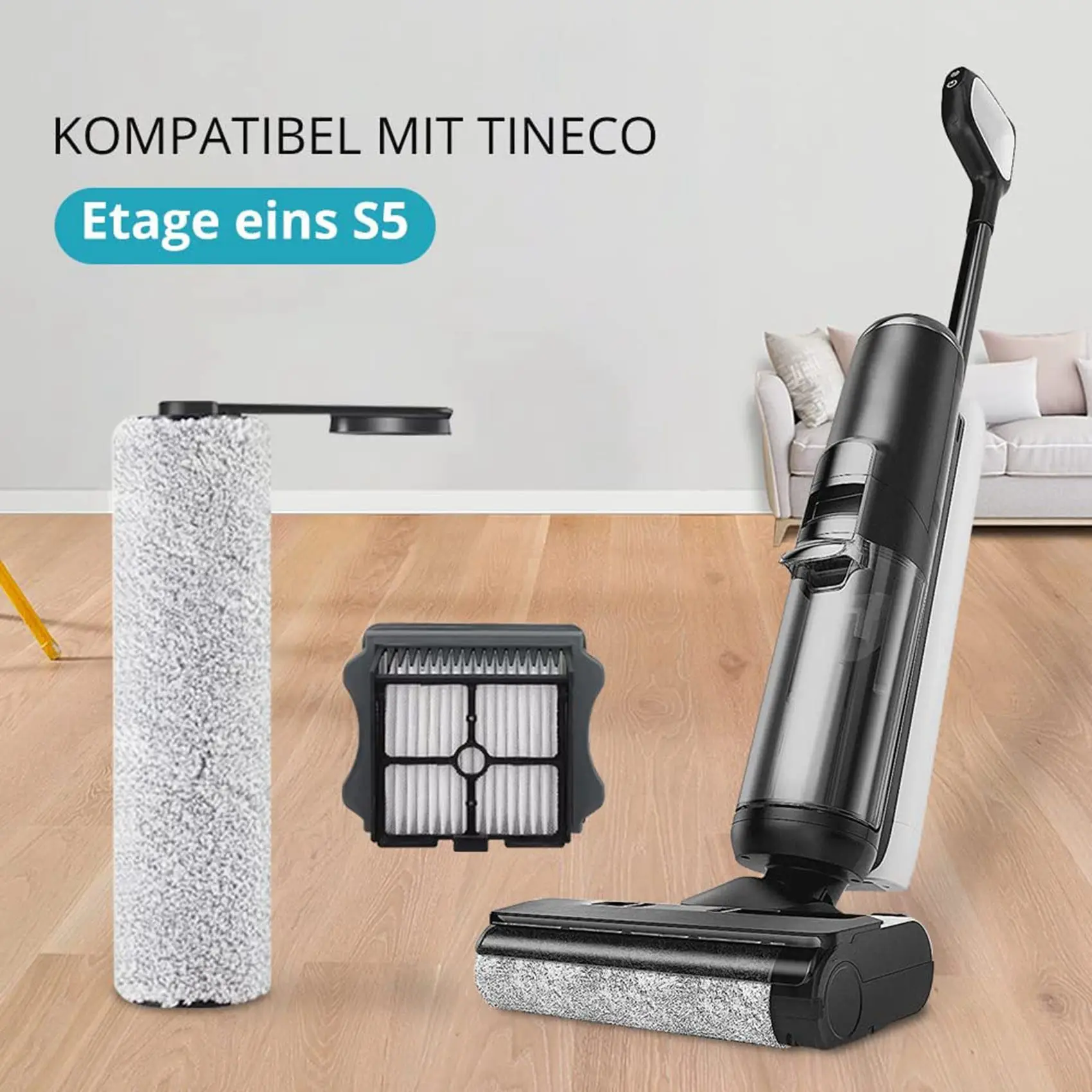 فرشاة دوارة وفلتر مكنسة كهربائية للمكنسة الكهربائية الرطبة والجافة Tineco Floor One S5 اللاسلكية
