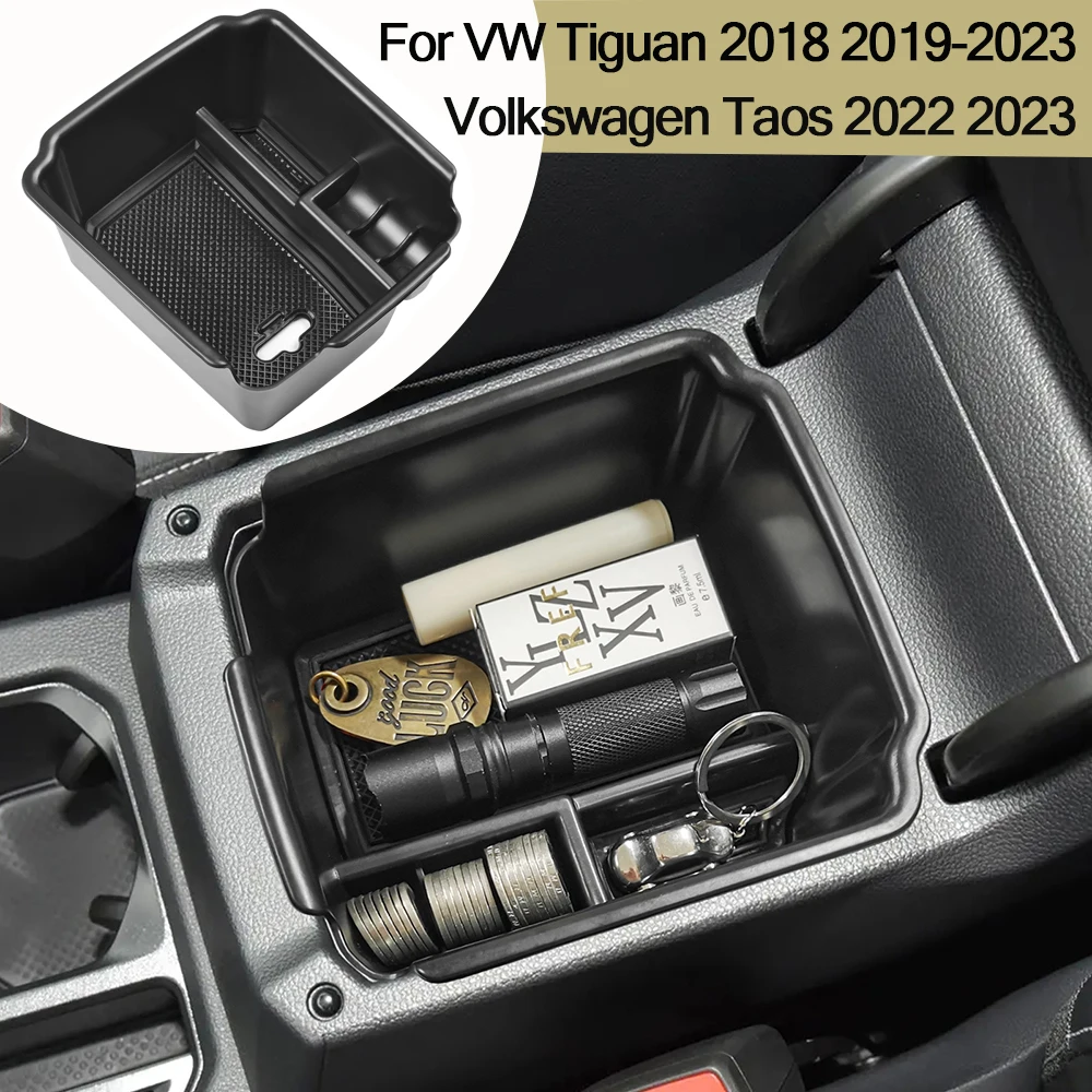 SixthSmoy Armrest Storage Box for VW Tiguan 2018-2024 & Volkswagen Taos 2022 2023 Center Console Organizer Interior Accessories