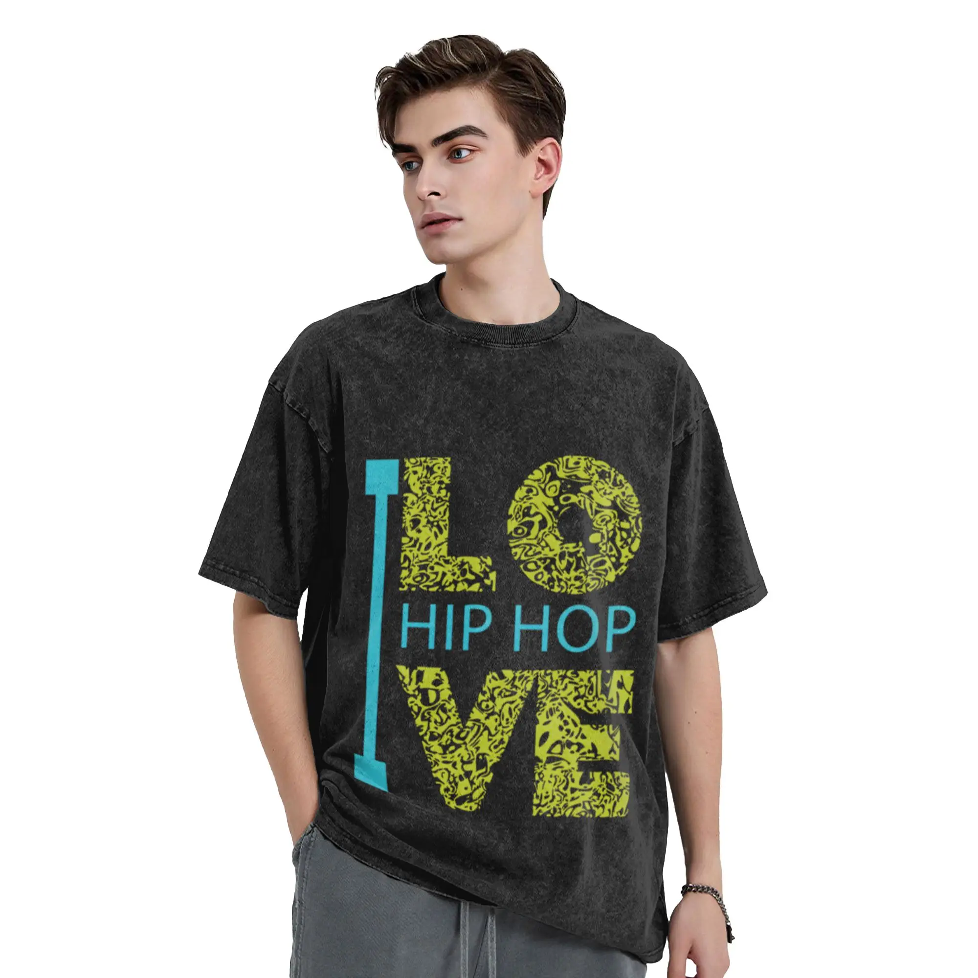 I Love Hip Hop Music and Culture Graphic Design Unique Stylish A Vintage Oversized Cotton Unisex T-Shirts