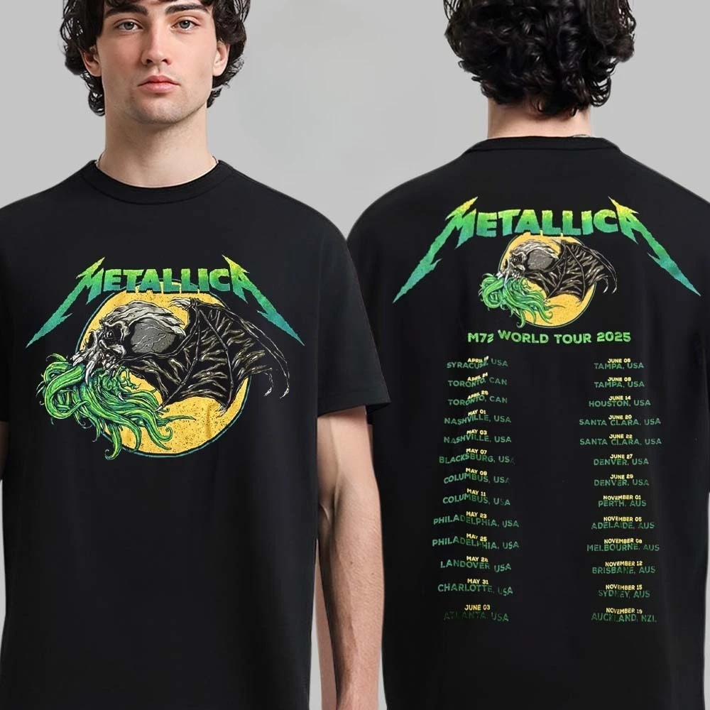 

Metallica M72 World Tour 2025 Merch Ktulu Exquisite Men's Women's Top Y2k Summer Fashion Pure Cotton T-shirt Street Wear