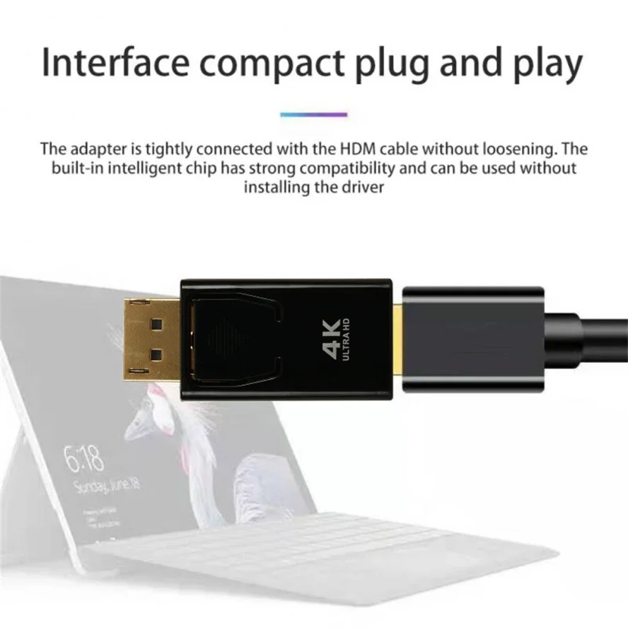 4K DP DisplayPort إلى HDMI محول متوافق DP ذكر إلى أنثى HDMI متوافق HDTV محول فيديو الصوت الكمبيوتر المحمول #5