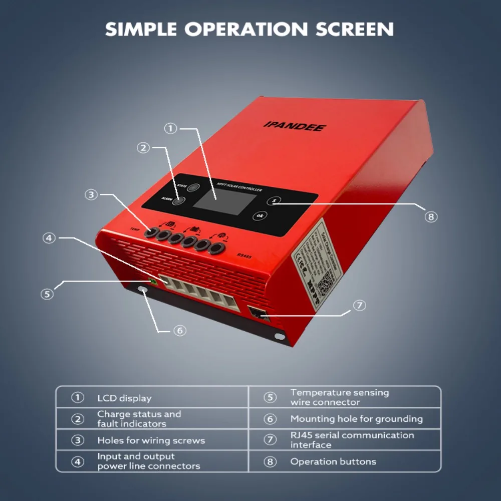 Imagem -05 - Controlador de Carga Solar Inteligente Esmart 60a Painel Carregador Regulador Bateria de Lítio 12v 24v 36v 48v com Wi-fi App