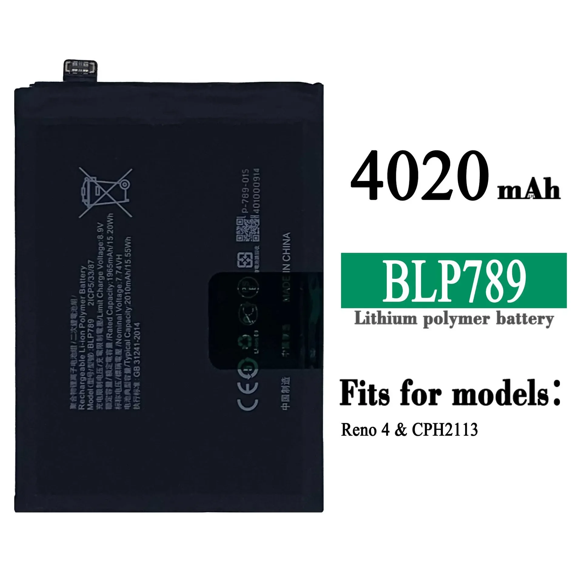 

BLP789 High Quality Replacement Battery For OPPO Reno4 CPH2113 Mobile Phone 4020mAh Latest Batteries + FREE TOOLS