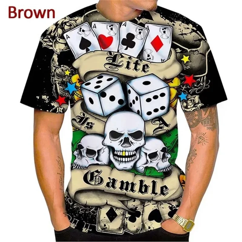 3D Print Playing Cards Poker T Shirts For Men Women Funny Playing Cards Tee Tops Personality Casual Short Sleeves Hip Hop Tshirt