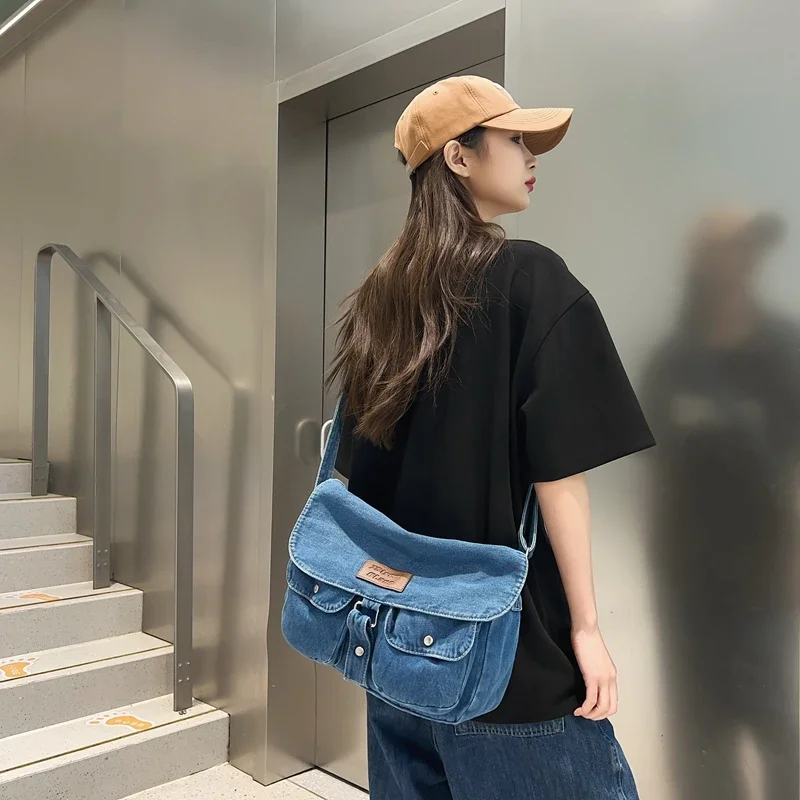 

Jeans Flap Shoulder Bags Women's Bag 2023 Trend Denim Big Shopping Eco Bag Casual Female Handbags Large Capacity Crossbody Bags