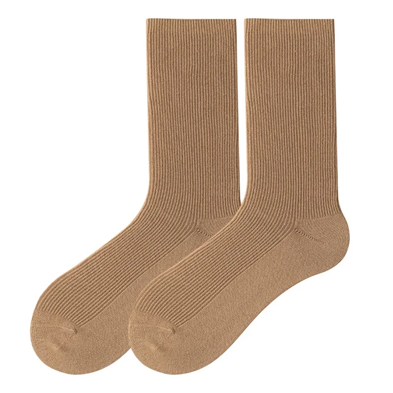 Women's Cotton Socks New Autumn Casual Simple Solid Color Winter Warm Socks For Women Korean Style Middle Tube Girls Pile Socks image 6