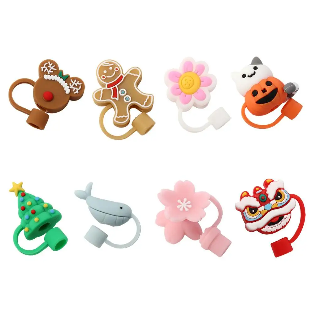 

Dustproof Reusable Straw Decoration Plugs Drinkware Cartoon Straw Cover Cup Accessories Straw Topper Dust Cap