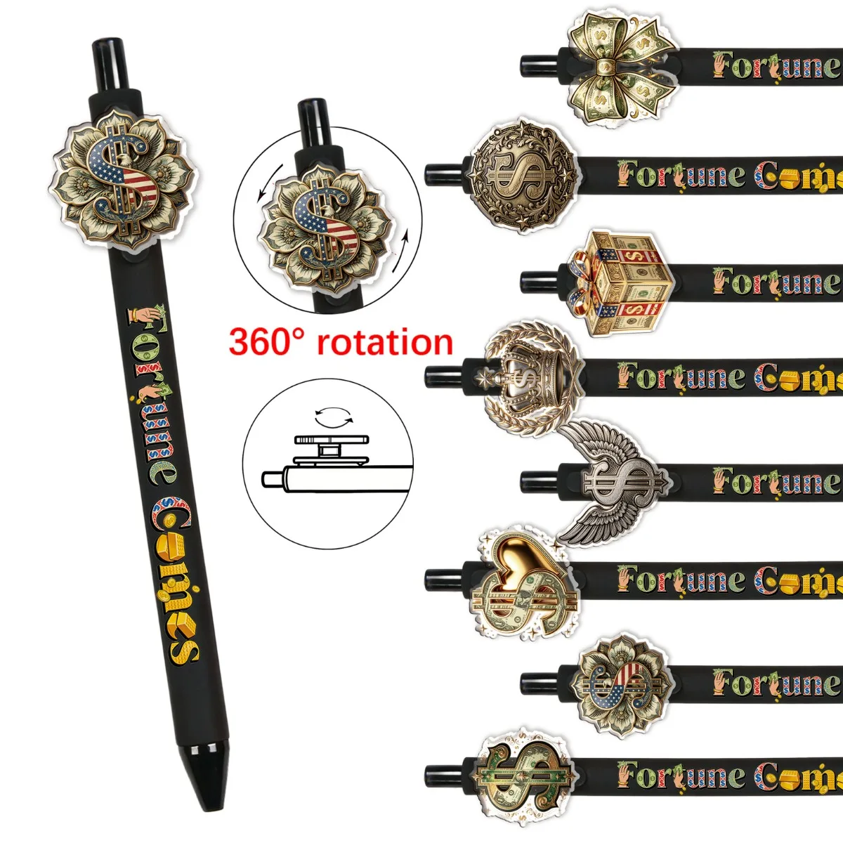 

Creative Rotating Dollar Sign Ballpoint Pens Student Office Stationery Relaxing Stress Relief Writing Pens