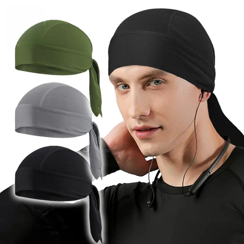 Breathable Mesh Head Wrap Tie Back Skull Cap Lightweight Sweatband for Cycling Running Workout Outdoor Sports Accessories