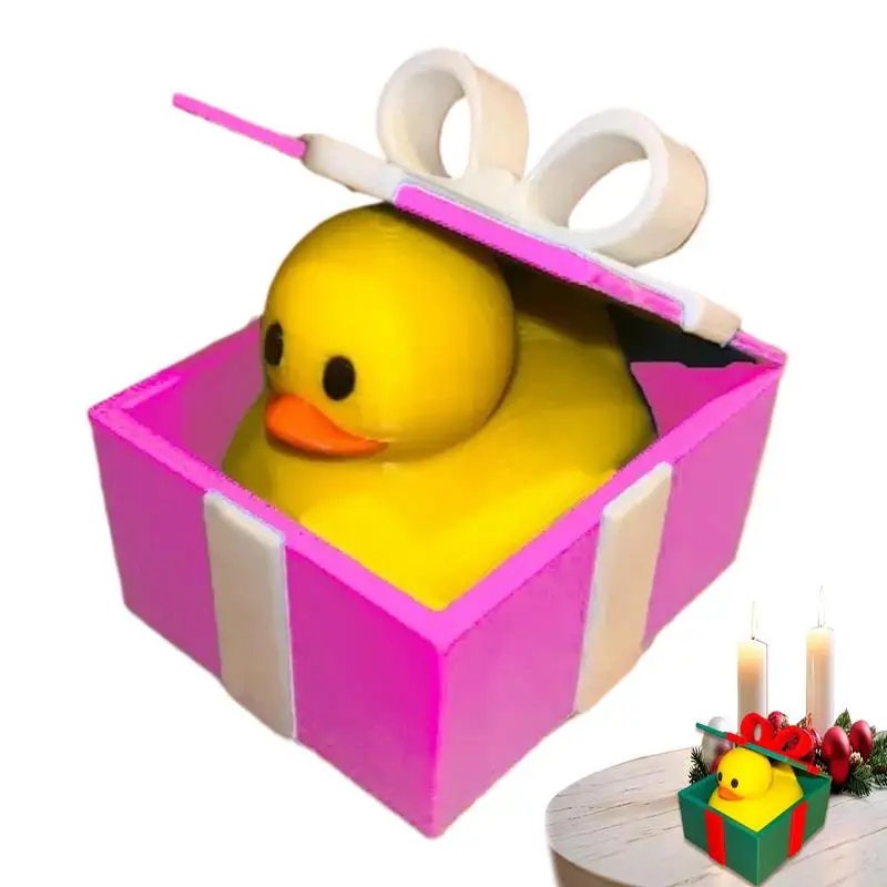 Duck Statue Animal In Tie Box Ornament 3D Printed Christmas Duck Desktop Animal Decoration Figurine For Holiday