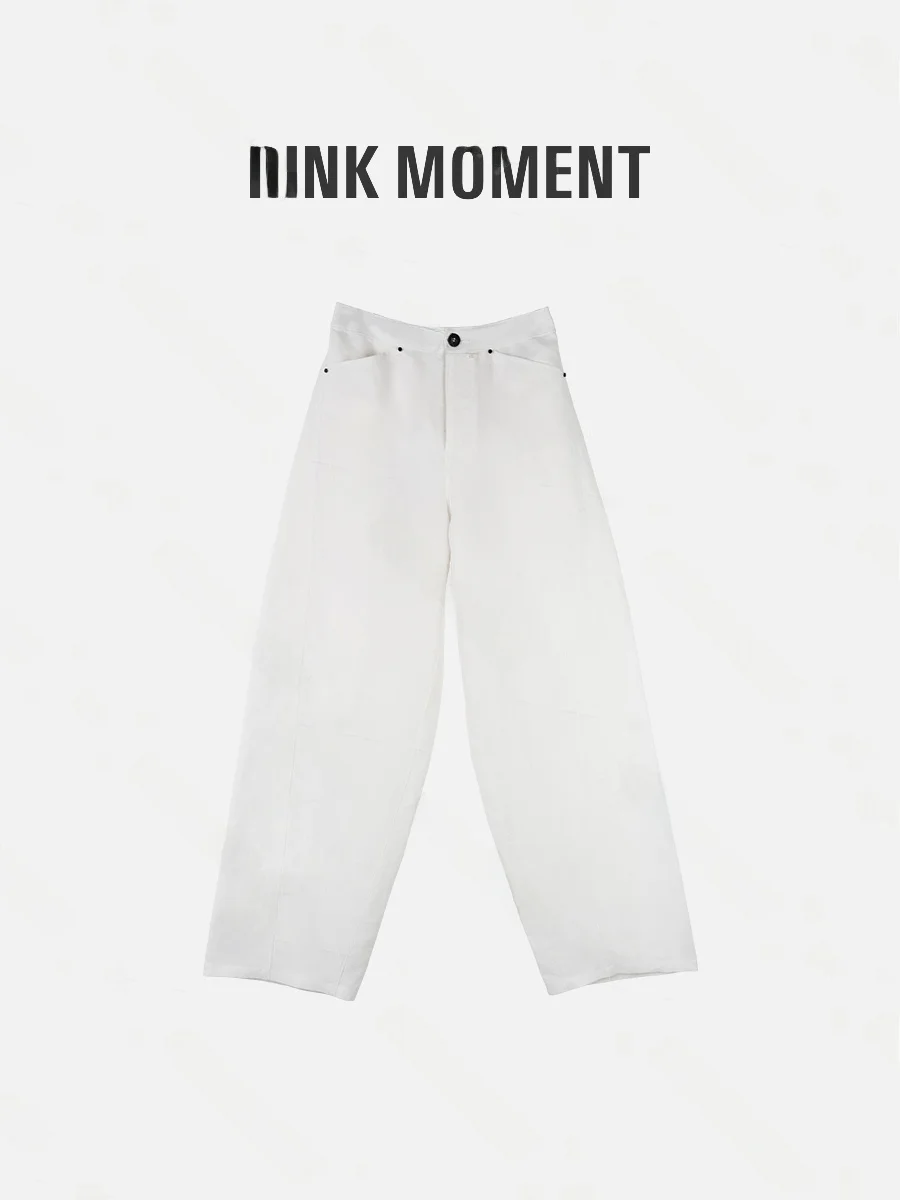 

Брюки женские повседневные PINK MOMENT, белые, с высокой талией, на пуговицах, свободные, широкие штанины, комфортные, приятные к телу, дышащие