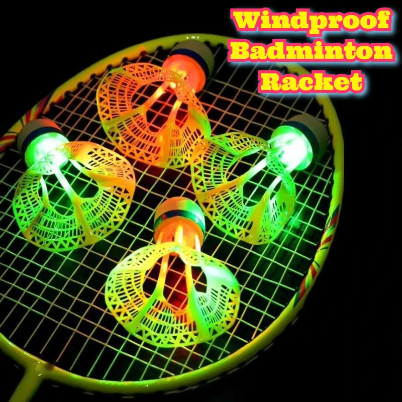 

Professional Windproof Nylon Shuttlecocks 4 Per Bucket Outdoor Training Badminton Balls Anti Wind Stable Flight Durable Glowing