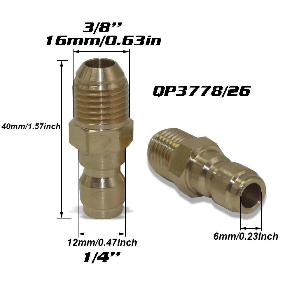 10 Pcs 1/4'' 3/8'' High pressure car washing machine Water gun joint Water pipe interface External thread Raised male head