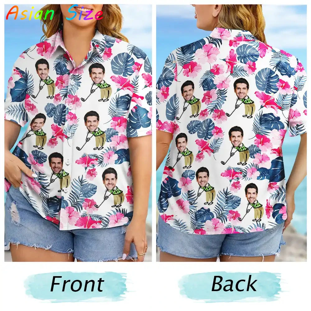 

Funny Tropical Plants Hawaiian Custom Your Face 3D Photo Print Button Diy Hawaii Shirts Short Sleeve Design Blouses Clothes Tops