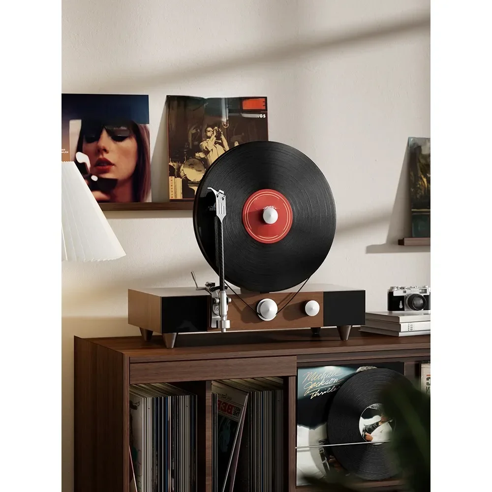 Vertical vinyl record player Bluetooth stereo integrated retro phonograph