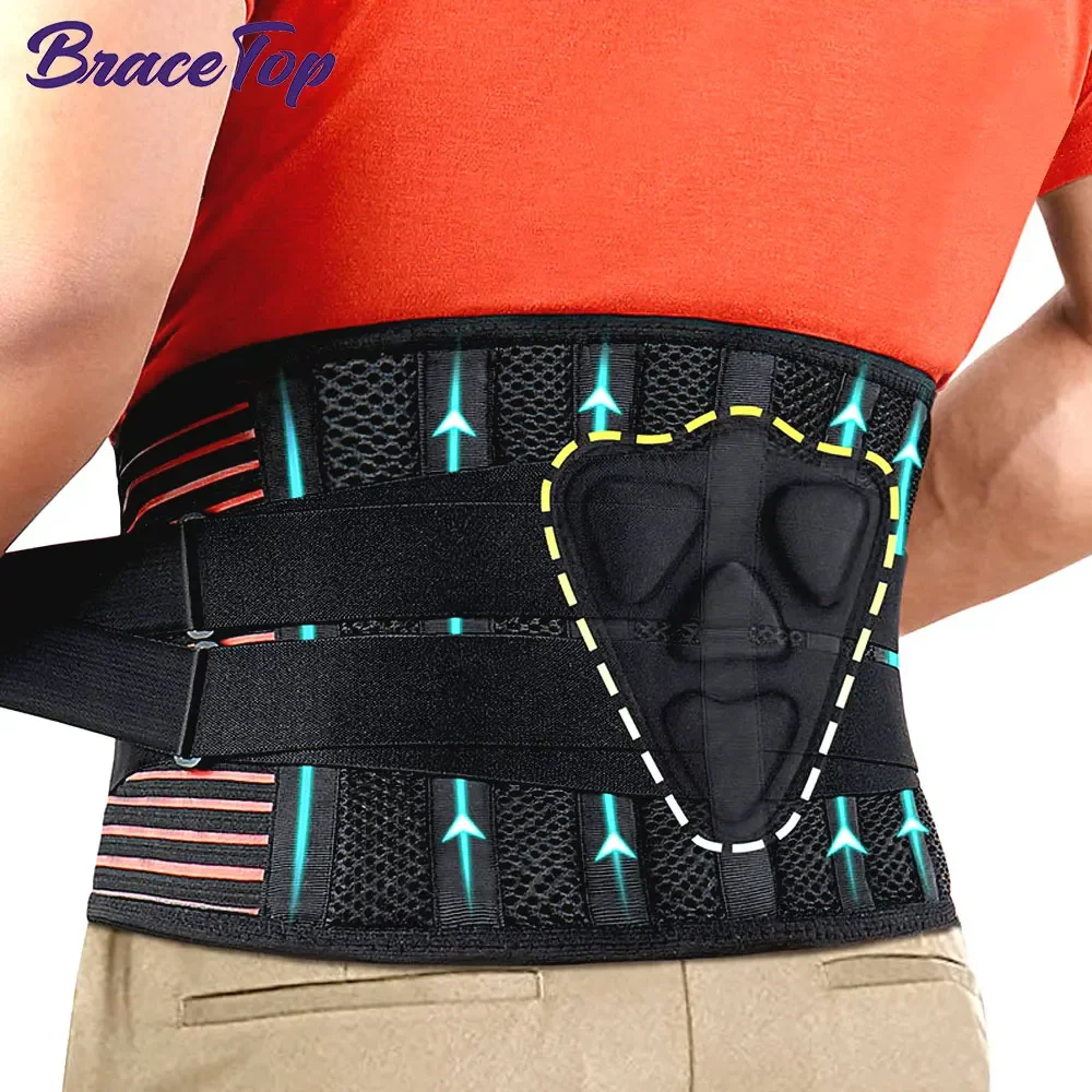 Cinto de suporte lombar com alças ajustáveis duplas para ciática, cintura Brace, Lower Back Pain Relief, hérnia