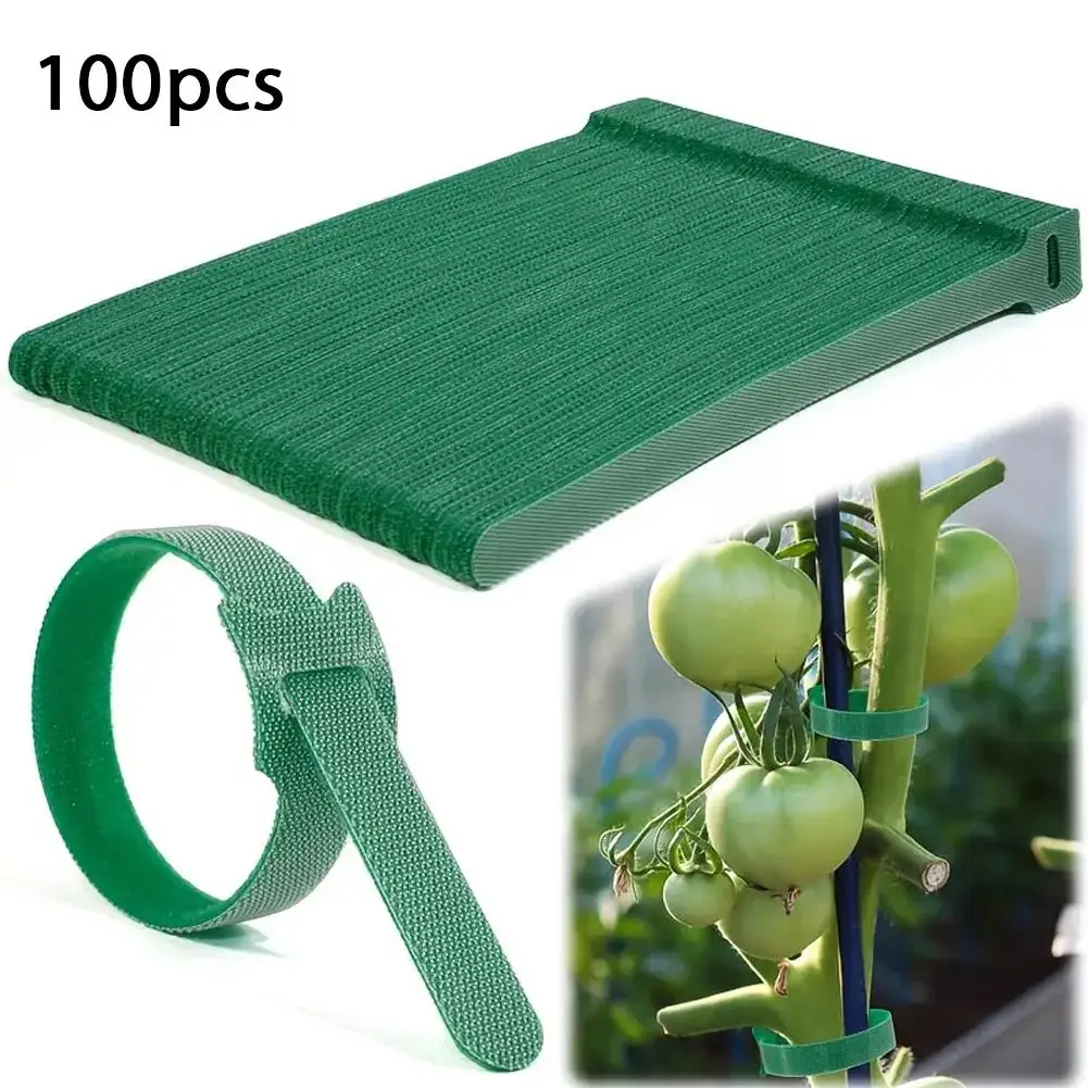 100pcs Reusable Adjustable Non-Slip Nylon Plant Ties with Hook and Loop Fasteners, Ideal for Gardening Applications 2026 New