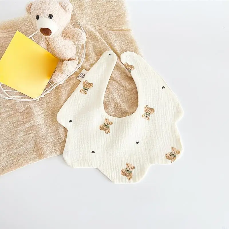 

W3JF Baby Feeding Bibs Drooling Apron Newborns Burp Cloths with Pattern Waterproof 4 Layer Bibs Strong Absorbent Bibs