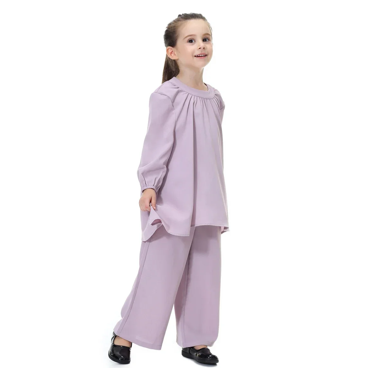 Dubai Arabic Muslim Girl Abaya Child Kid Dress Sets Pants Islamic High Elastic Large Baby Gowns Burka Arab Tops Pants Muslim Set