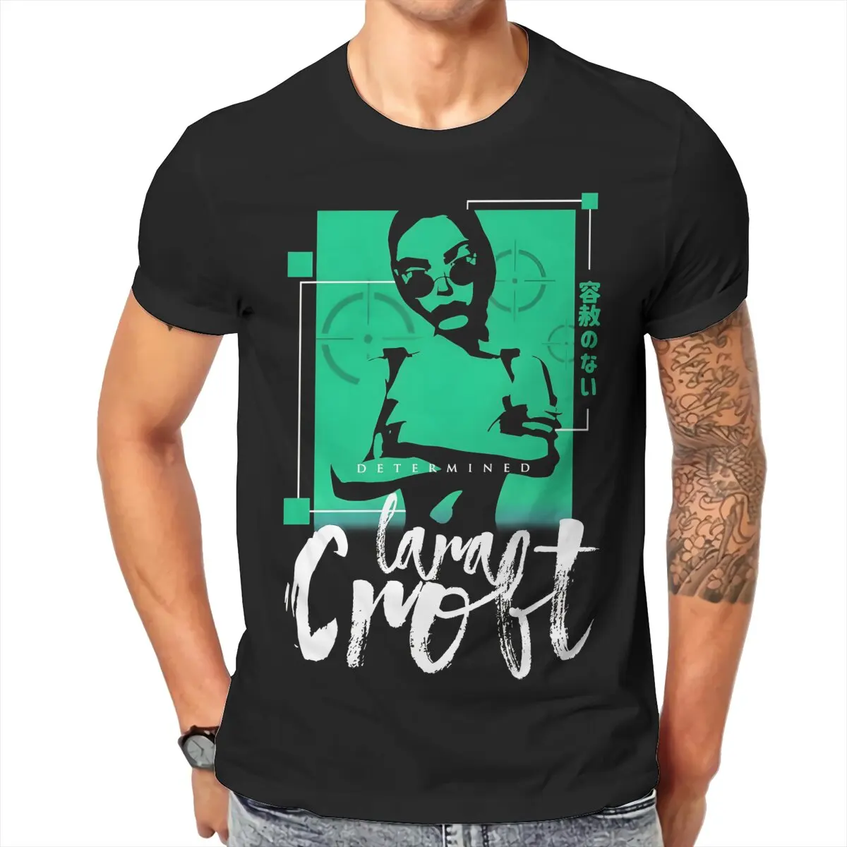 Tomb Raider Game Lara Croft Determined Tshirt Homme Men's Clothing Cotton T Shirt For Men