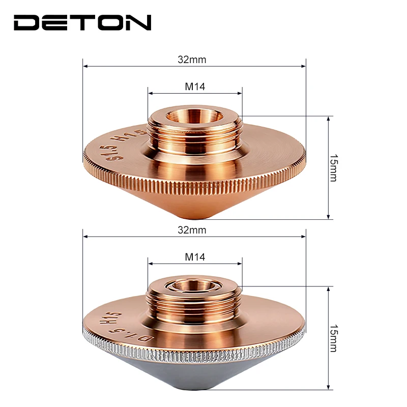 The laser cutting nozzle D32 H15 M14 installation thread laser head accessory is suitable for CNC cutting equipment in machining