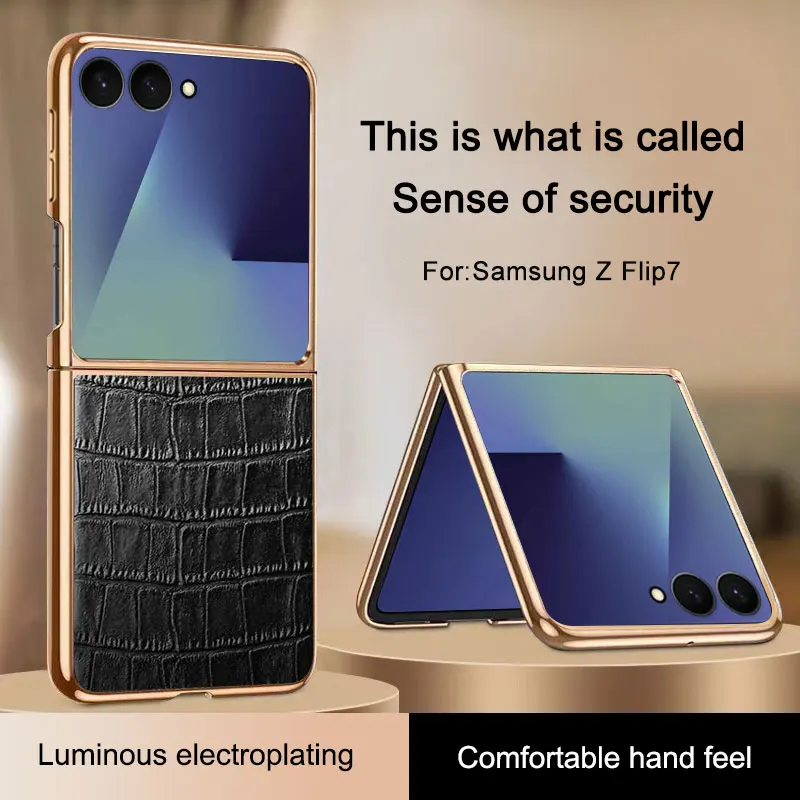

For Samsung Galaxy Z Flip 7 Case Luxury PU Leather Shockproof Protective Back Cover Case For Samsung Z Flip 7 Phone Shell