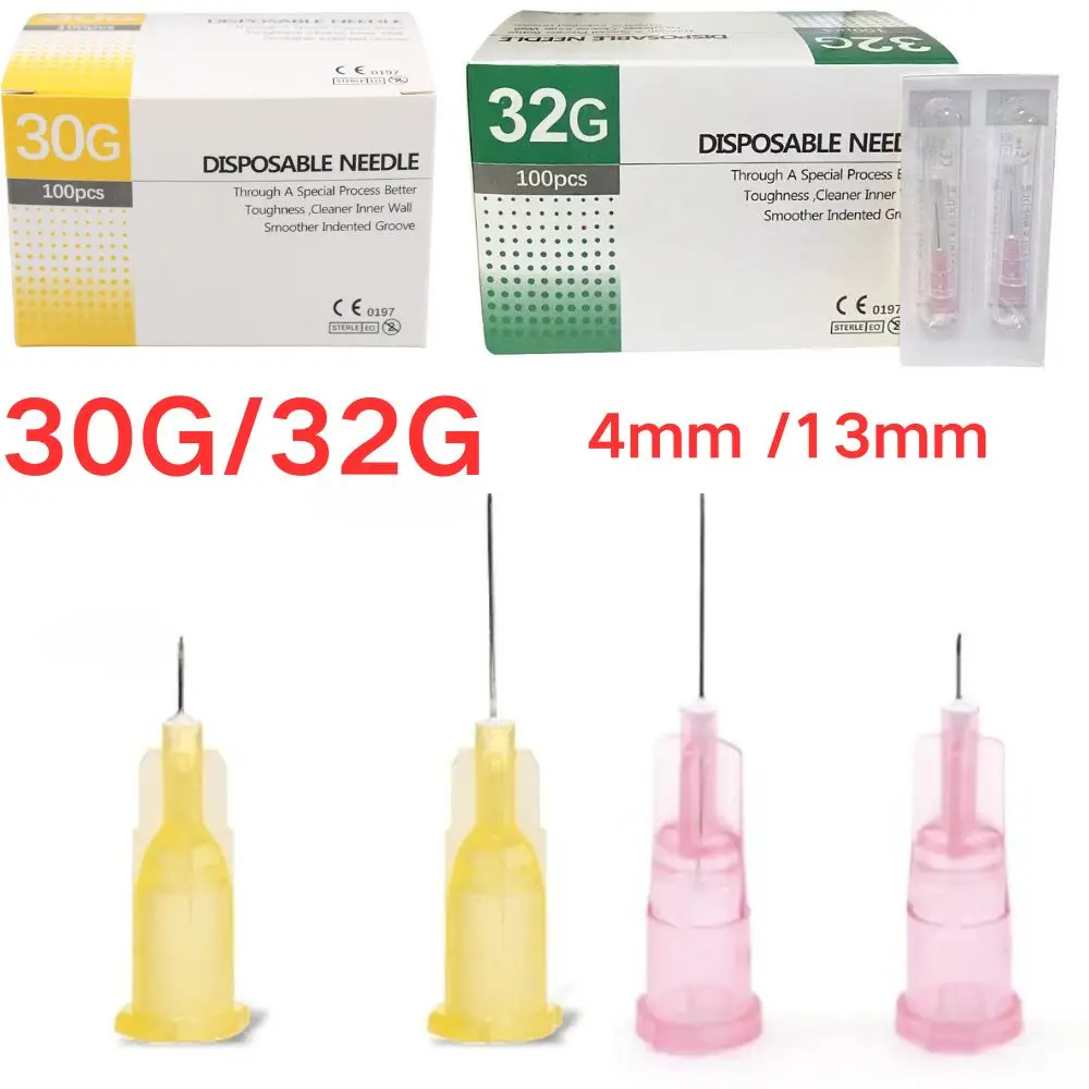 100pcs/box 30G 32G  4mm 13mm painless Small Needle Disposable Sterilize Injector meso Needle Body piercing needle