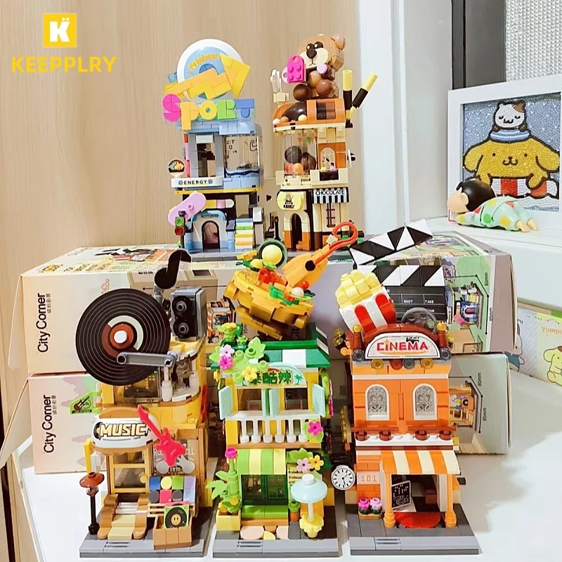

Keeppley Colorful Street View Building Blocks 6th Open New Store Educational Assemble Models Creative Ornament Collection Gifts