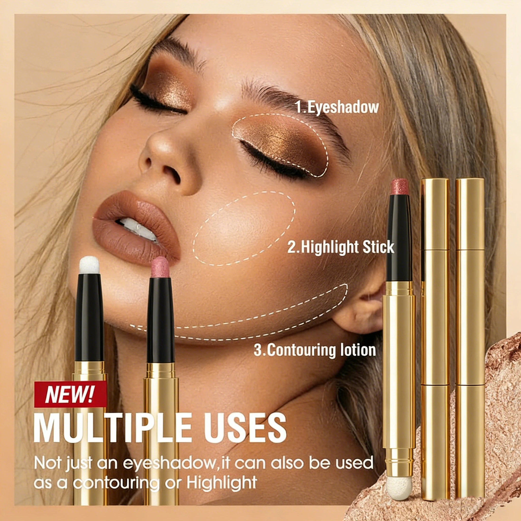 6 × مجموعة أعواد ظلال عيون لامعة وناعمة غير لامعة ومقاومة للماء #1