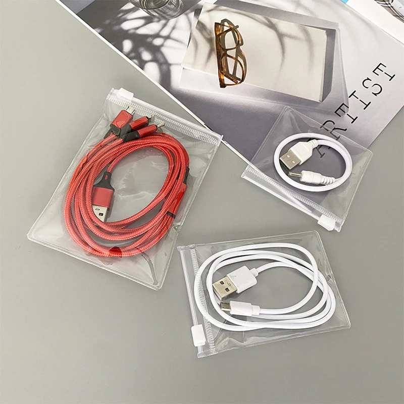 StoBag 100pcs Frosted Transparent PVC Cable Storage Jewelry Packaging Bags Ziplock Zipper Small Sealed Portable Reusable Pouches