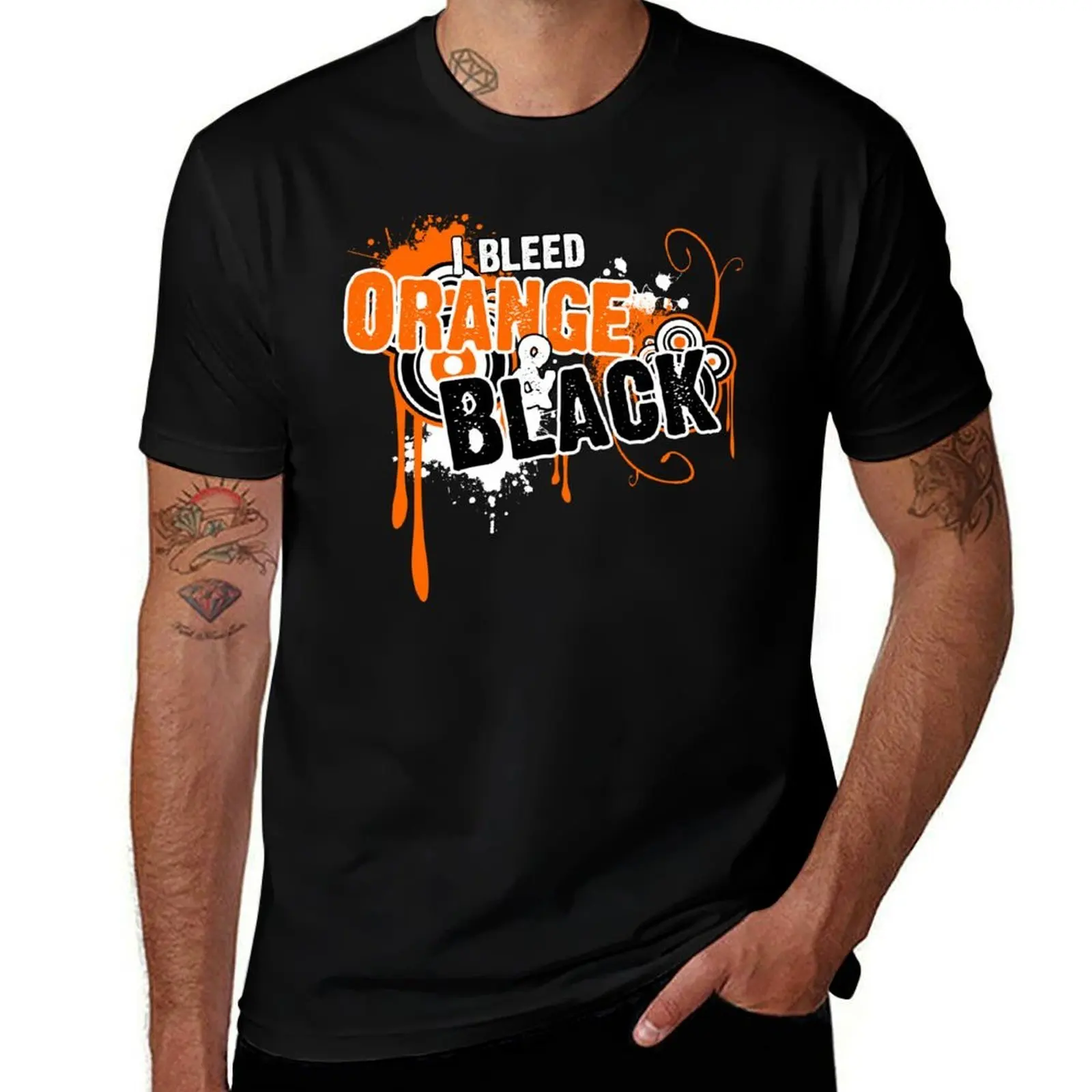 

I Bleed Orange and Black T-Shirt t shirt personalised man t shirt luxury cotton t shirts man 100% T-Shirt