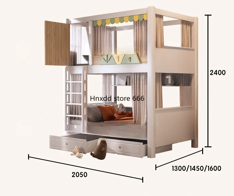 High guardrail up and down with the same width bunk bed children's small apartment