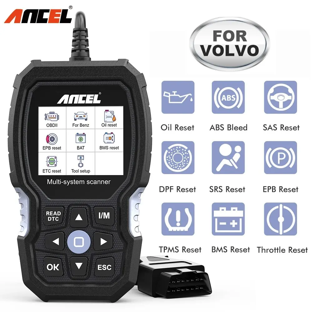 ANCEL VOD700 OBD2 Car Scanner For Volvo ABS Bleeding Injector Oil ETC BMS EPB TPMS D-P-F Reset All System Auto Diagnostic Tools