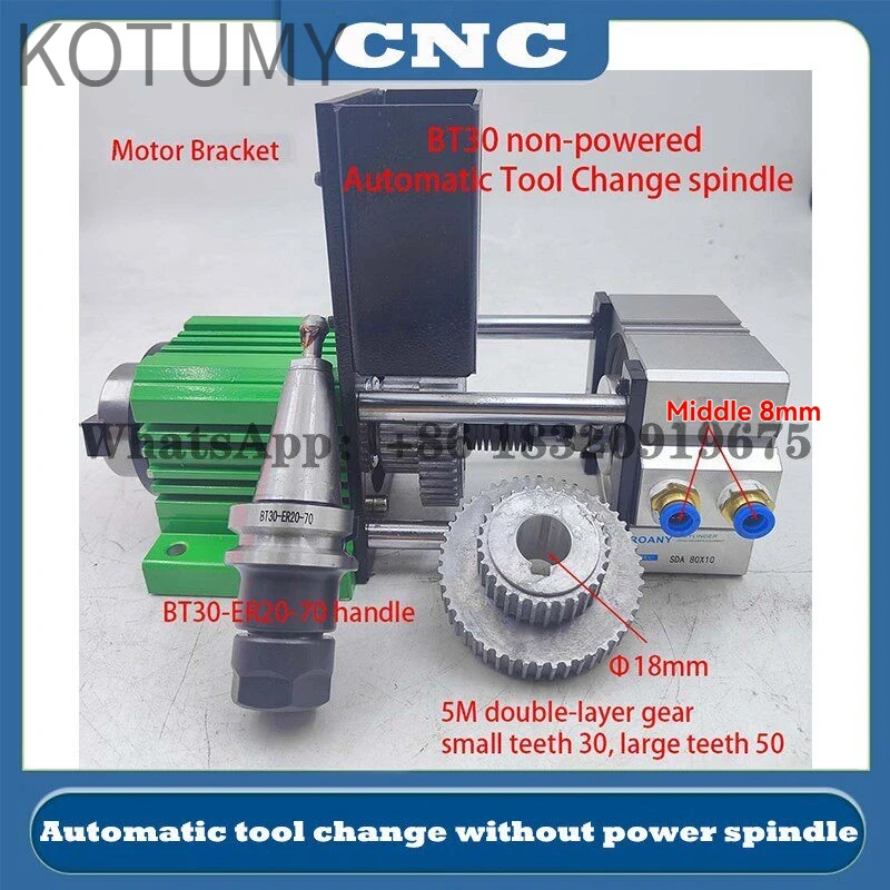 High Precision BT30 Pneumatic Spindle Semi-Automatic Tool Change Air Cylinder Spindle Motor for CNC Router Drilling Milling