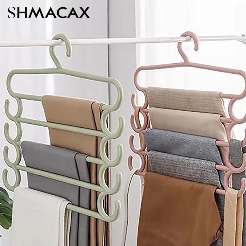 1Pc 5 Layers Pants Rack Multifunctional Household Saving Space Hanger Closet Color Pants Trousers Clothes Organizer