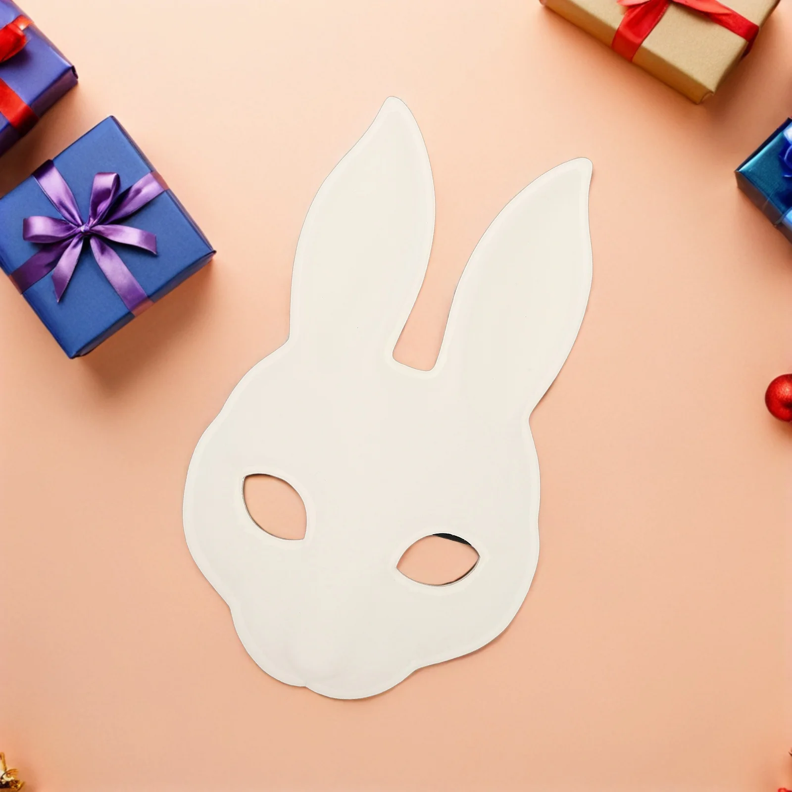 Halloween Bunny Mask Half Face White Rabbit Costume Mask for Kids Adults Masquerade Carnival Birthday Easter Party DIY Painting