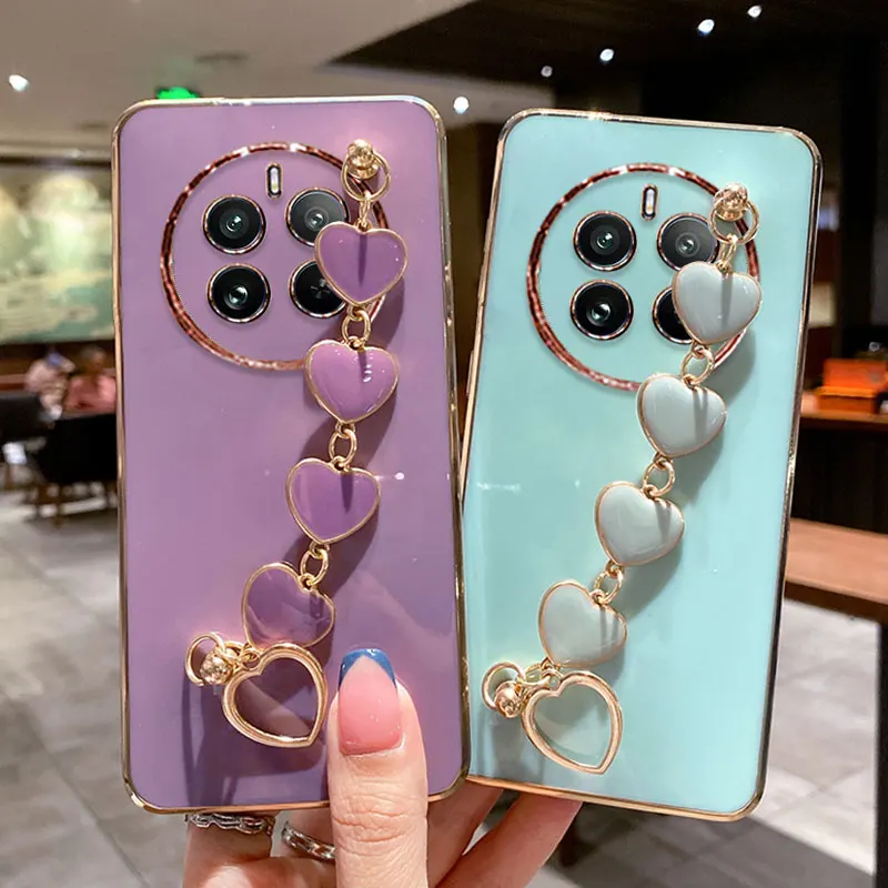 Loveสายรัดข้อมือสําหรับRealme12 5GชุบกันกระแทกสําหรับRealme 12 11 13 14 Pro Plus Reno10 13 Pro Protectorน่ารักกรณี