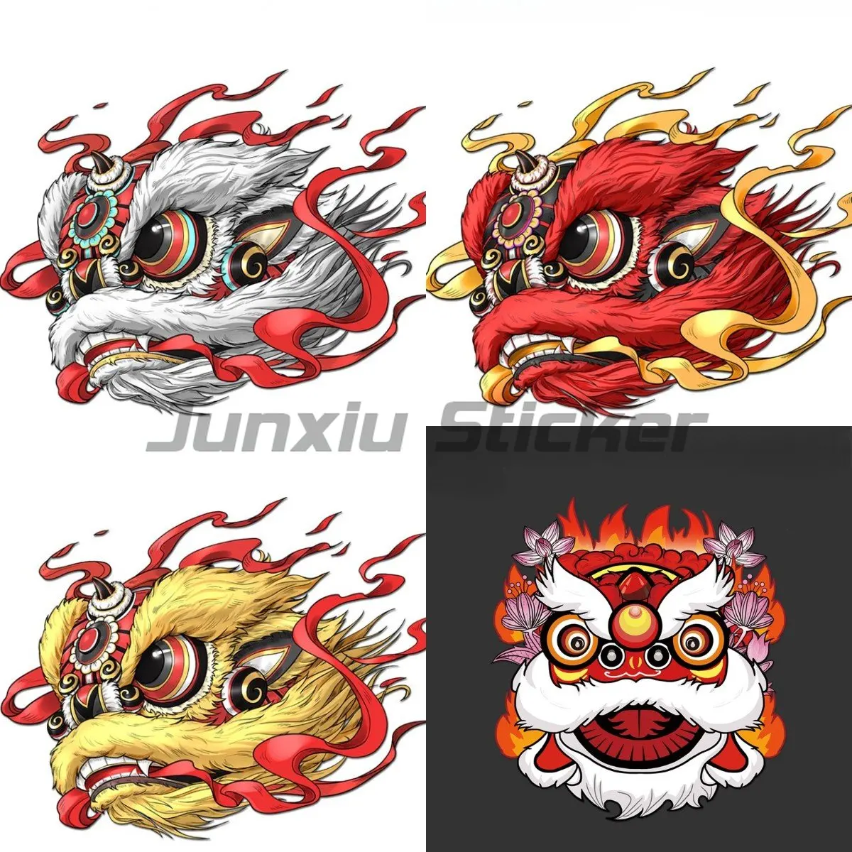 

Chinese Style Lion Lion Dance Car Sticker Laptop Luggage Suitcase Auto Door Window Decal Vinyl Moped Bike Decor