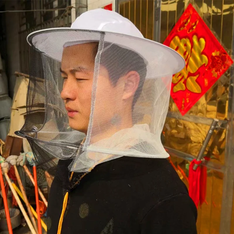 Beekeeping White Cotton Bee Hat and Veil with Hinged Closure