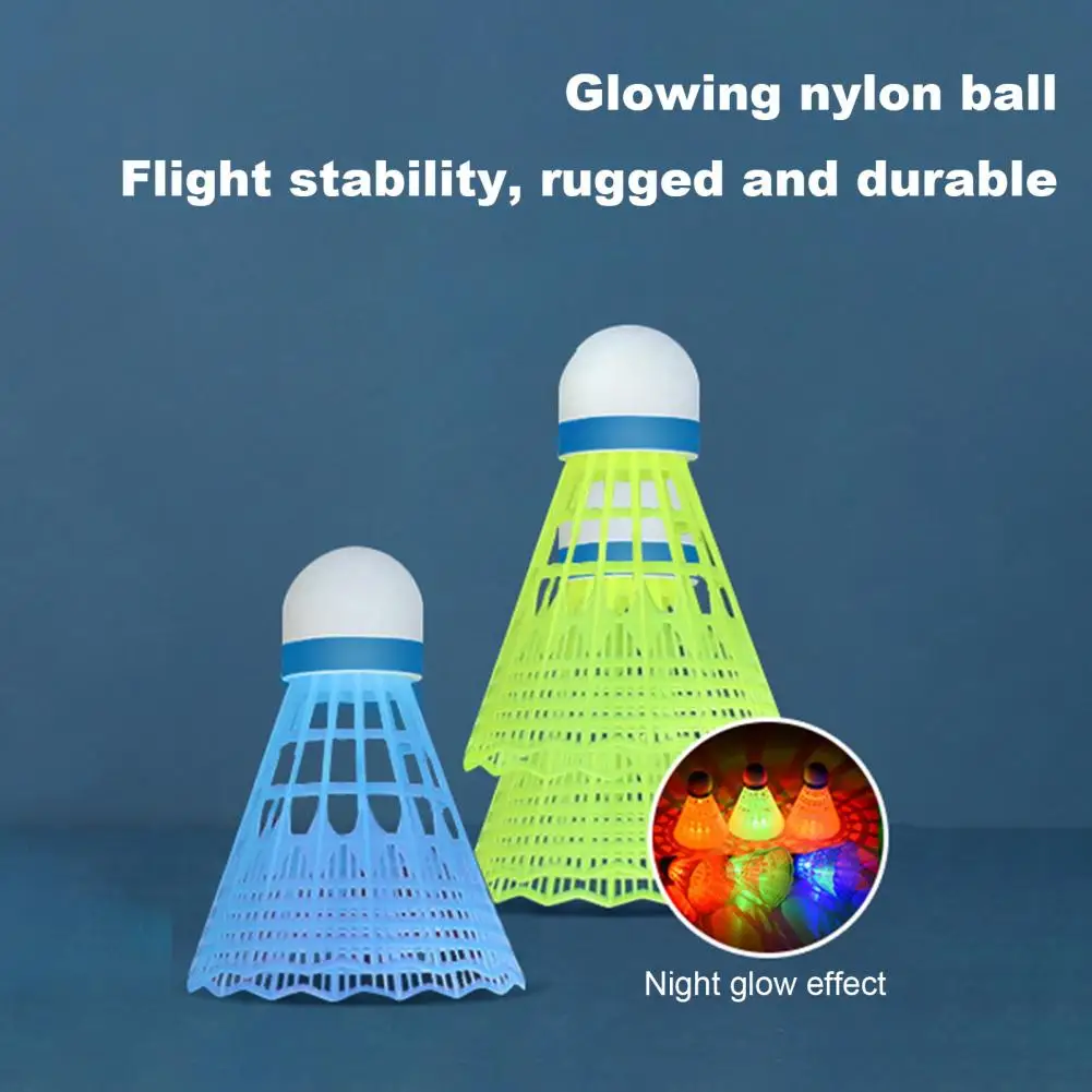 Badminton Shuttlecock Nighttime Badminton Accessory Led Badminton Shuttlecocks Long-lasting Night Visible Nylon Glow for Outdoor