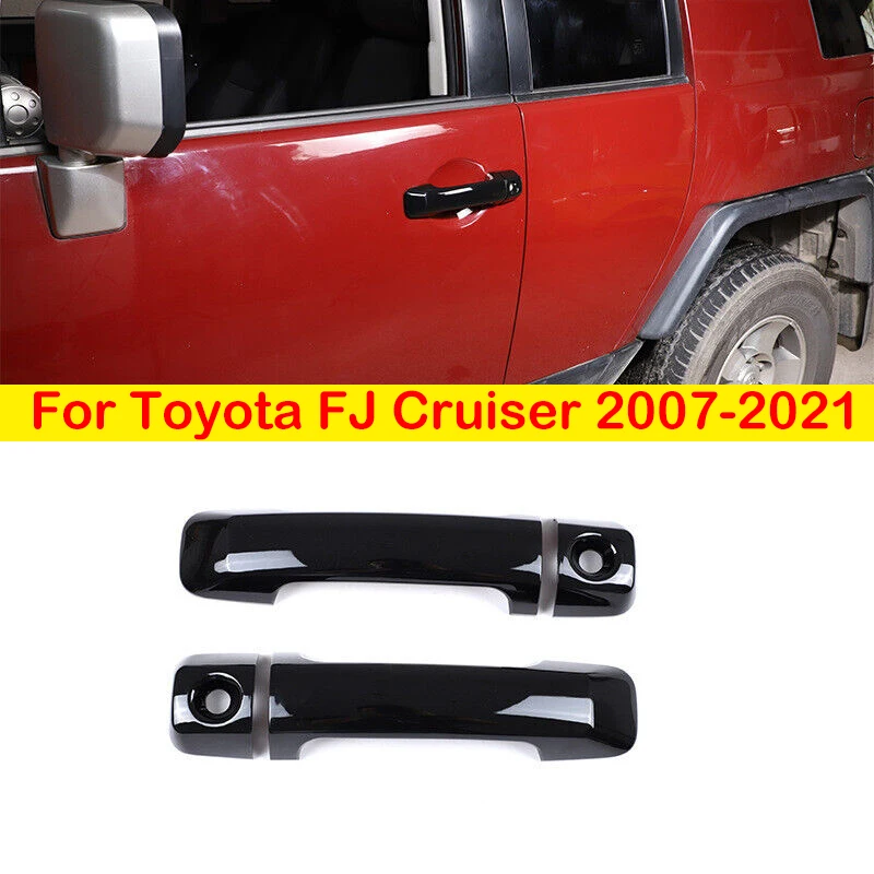 For Toyota FJ Cruiser 2007-2021 Car Exterior Outer Door Handle Moulding Cover Trim Sticker Frame Decor Carbon Black Silver Auto