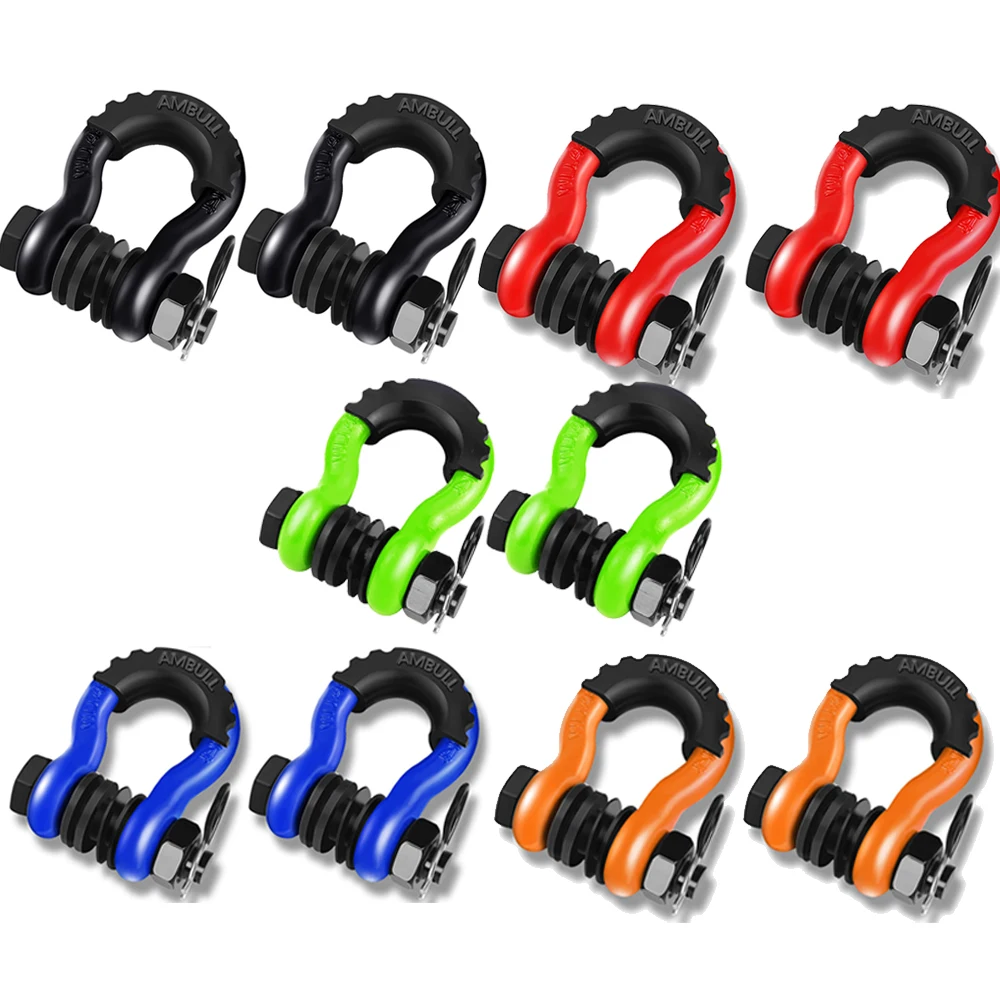 Shackles 3/4 Inch D Ring Shackle 2pcs 45,000lb Break Strength Tow Hook for Tow Strap Winch Off-Road Jeep Truck Vehicle Recovery