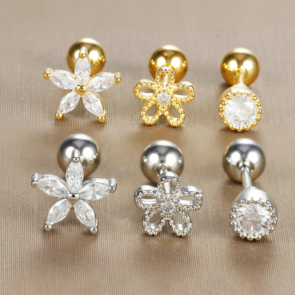 3PC zestaw kolczyków do piercingu chrząstki Tragus ze stali nierdzewnej dla kobiet złoty kolor Helix Tragus kolczyk w kształcie ucha biżuteria — zdjęcie 4