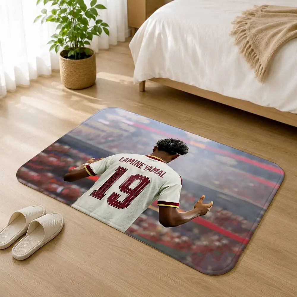 L-Lamine Yamal 19 Wonderkid Soft Comfortable Short Plush Rug Carpet mat Anti‑Slip Floor Mat Machine Washable Home Decor