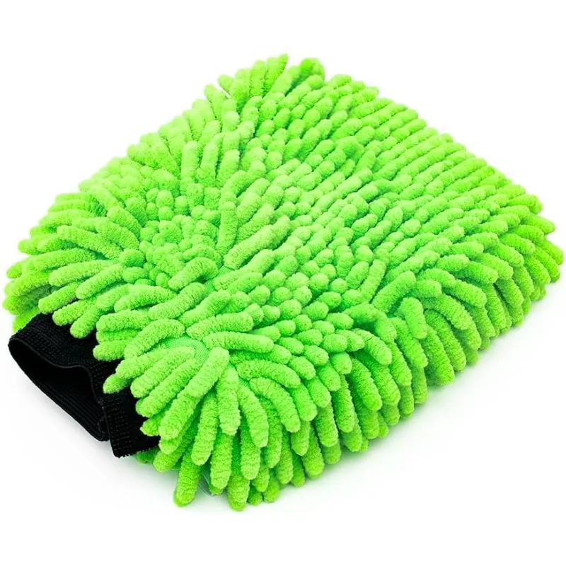 Microfiber Car Wash Mitts - High Quality Scratch-Free & Lint-Free Car Wash Gloves, Green