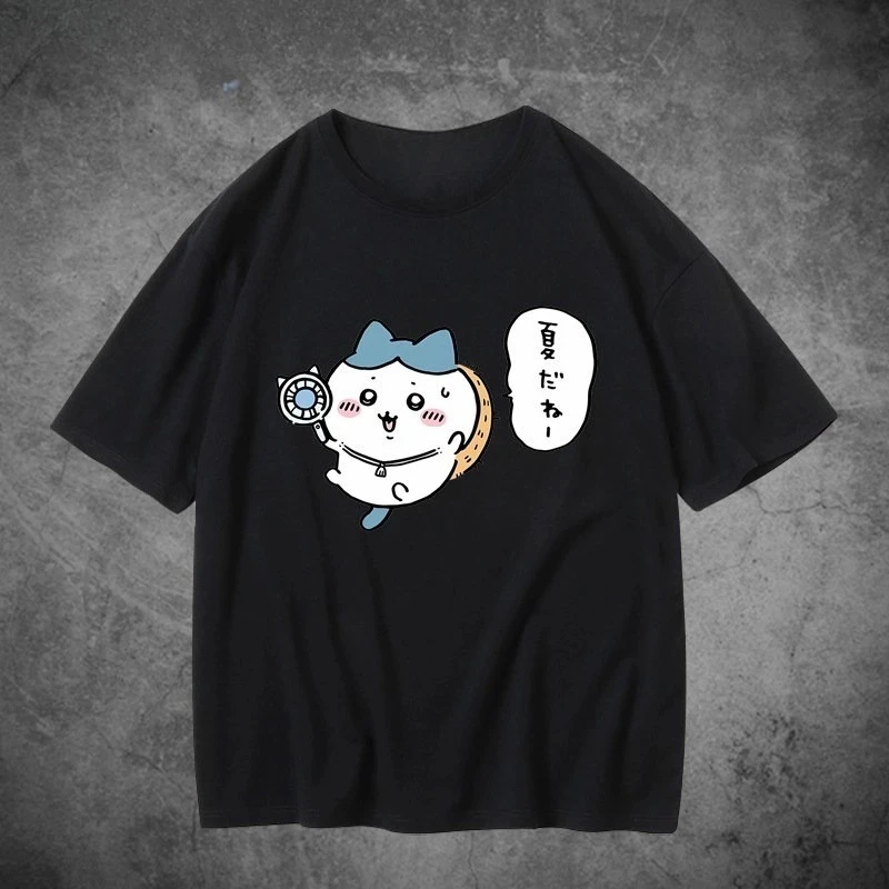 Chiikawa Cute Kawaii Anime Starry Tee Men's Women's Black Retro Cool Graphic Art Print Oversized Short Sleeve Streetwear Top