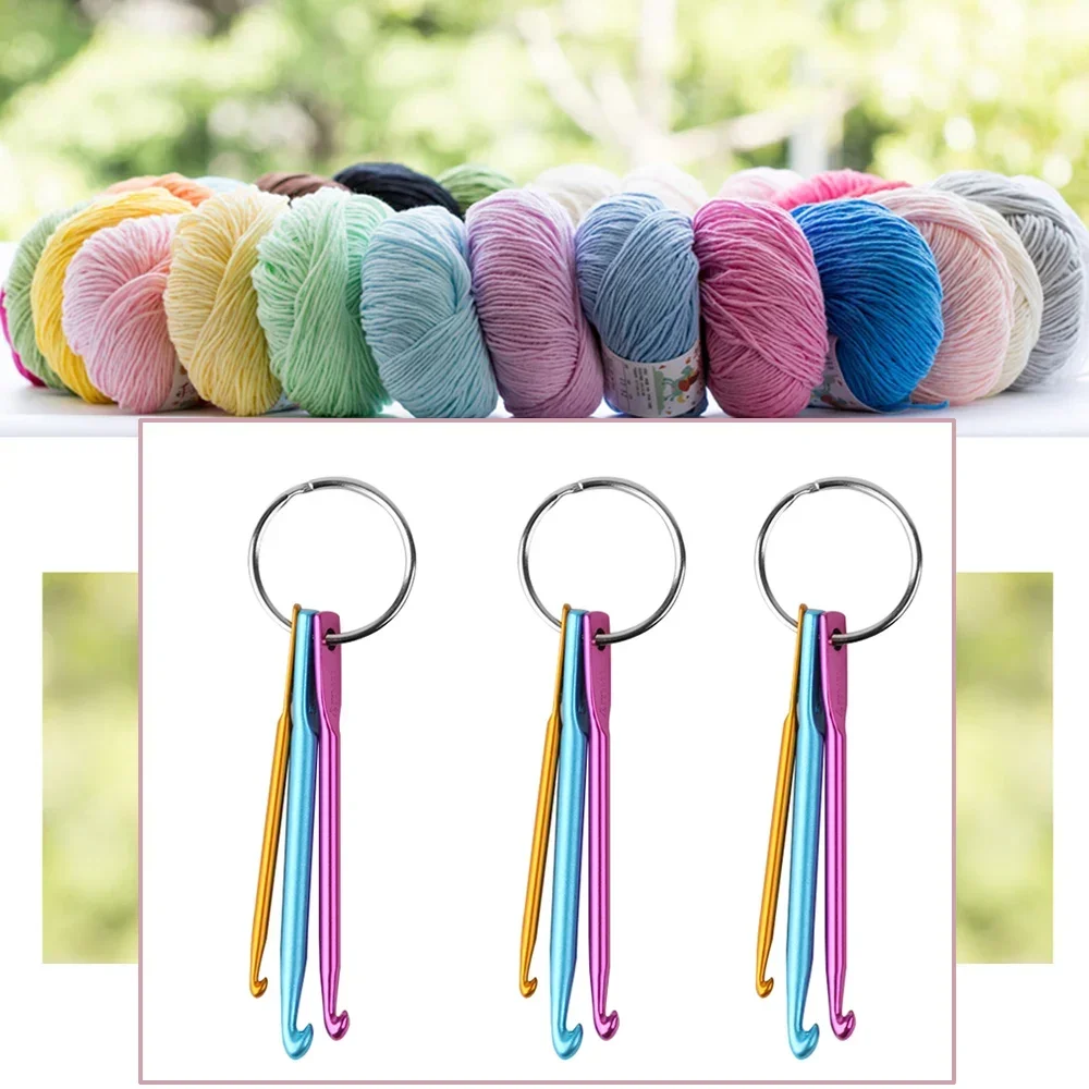 3 Sizes/set Mini Aluminum Keychain Crochet Hooks DIY Multicolour Crafts Tools Knitting Needles Sewing Tools Hook Size 3/4/5mm