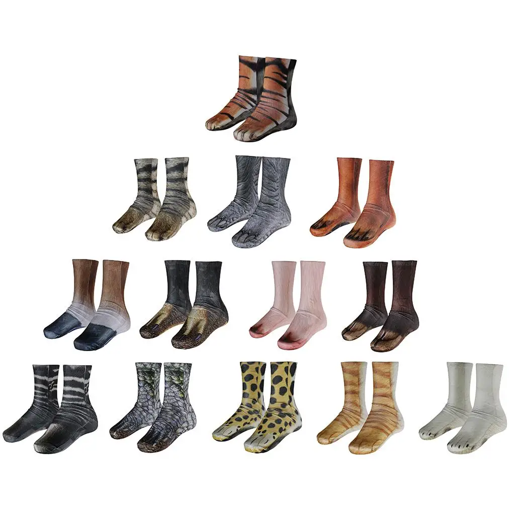 

Хлопковые носки с 3D принтом, унисекс, забавные классические носки с изображением лапы животных для женщин и мужчин, подарок и Новый год