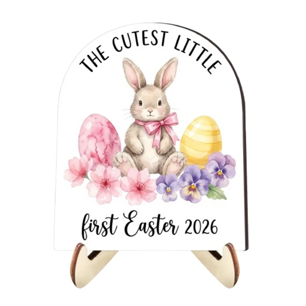 

Cartoon Easter Table Decoration Standing with Stand Bunny Easter Decoration Thickened Handmade Wooden Rabbit Ornament