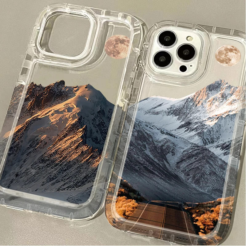 Coque de téléphone avec paysage de neige, montagne et route, coque pour Samsung Galaxy S24 Ultra, S23, S22, S21 FE, S20 Plus, Note 20, 10 Pro, A34, A54, A33, A53